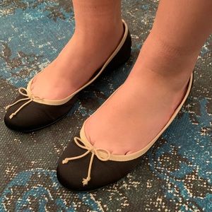 J Crew black satin flats